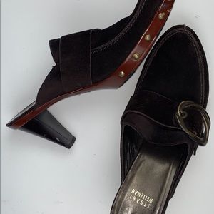 Stuart Weitzman  suede clogged wedge heel